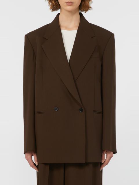 WEEKEND Max Mara Weekend Max Mara Ginseng Double Breasted Virgin Wool Blazer in Dark Brown at Nordstrom