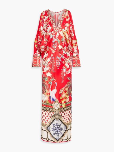 CAMILLA Crystal-embellished printed silk maxi dress