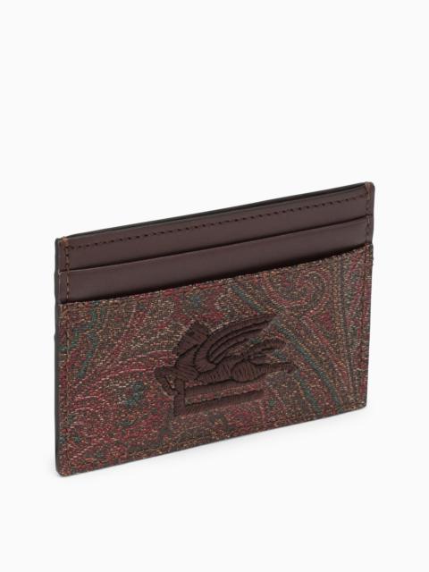 Etro Paisley Card Case In Coated Canvas With Logo