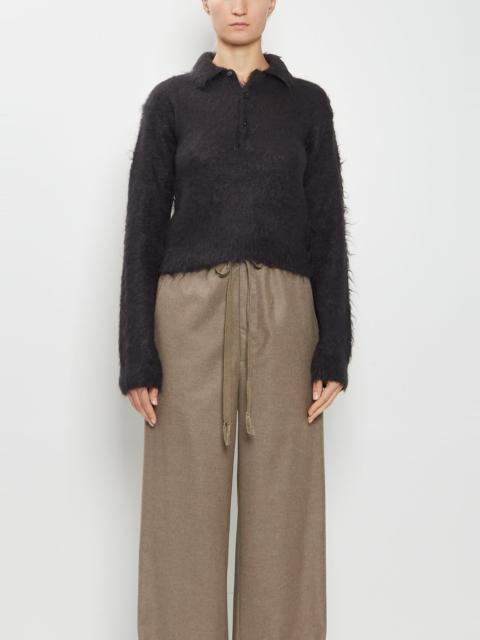 AURALEE Brushed Mohair Knit Polo — Ink Black