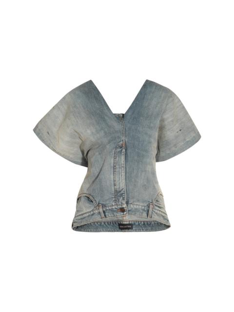 BLUE COTTON DENIM TOP