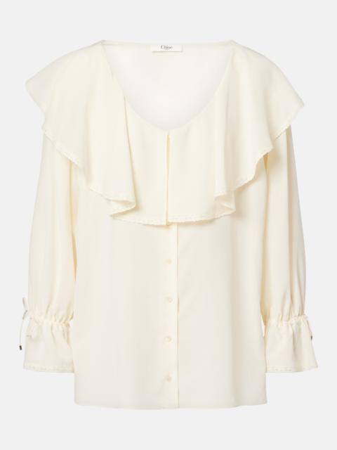 Chloé Lace-trimmed silk top