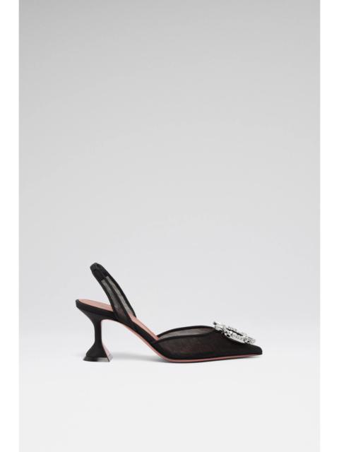 Amina Muaddi BEGUM MESH SLING 70 BLACK MESH