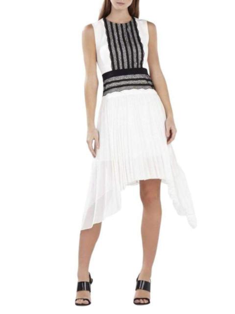 Other Designers Sleeveless Pleated-Skirt Lace-Trim Dress