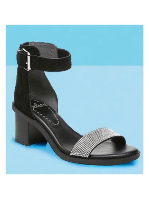 Other Designers Zodiac Womens Ilsa 2 Black Suede Rhinestone Trim 2 In. Low Heels Sandals 10 NEW