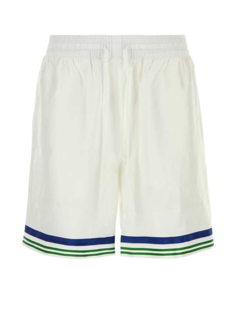 CASABLANCA Casablanca Men White Satin Bermuda Shorts