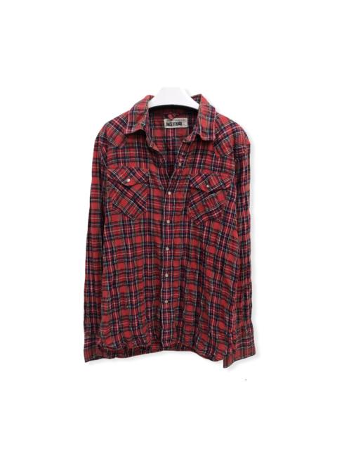 Other Designers Japanese Brand - Japanese Brand Back Number Plaid Tartan Flannel Shirt 👕