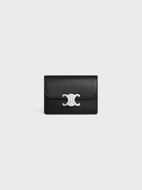 CELINE CARD HOLDER WITH FLAP TRIOMPHE in Shiny calfskin