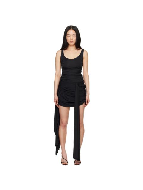 MUGLER Black Draped Minidress