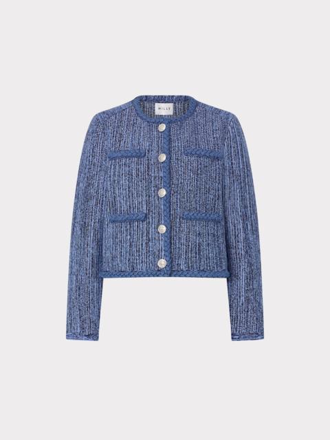 MILLY Shayne Pinstripe Knit Cardigan Jacket