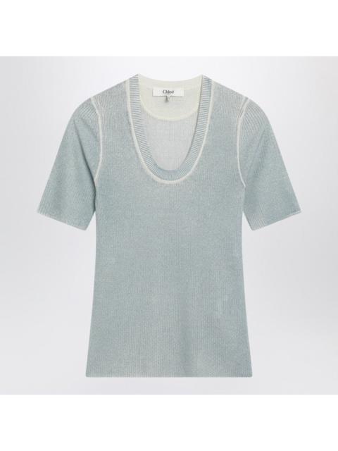 Chloé Chloé Blue-Grey Wool-Blend Knit Top Women