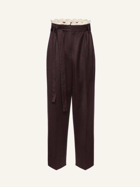 MAGDA BUTRYM Lace-detail wool tapered trousers in burgundy