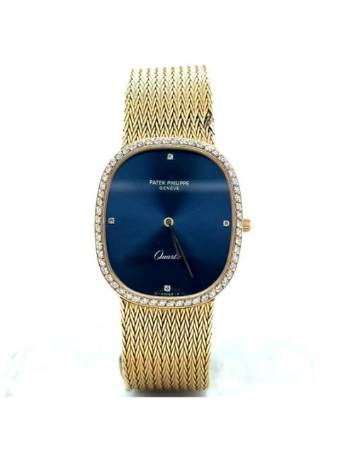 Pre-owned Patek Philippe Ellipse Quartz Diamond Blue Dial Ladies Watch 3875/1J
