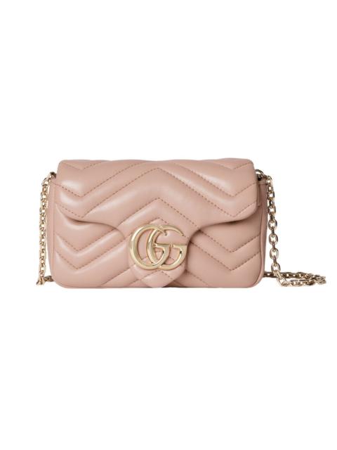 GUCCI GUCCI GG Marmont Mini $1550 Pink Beige Leather Shoulder Bag