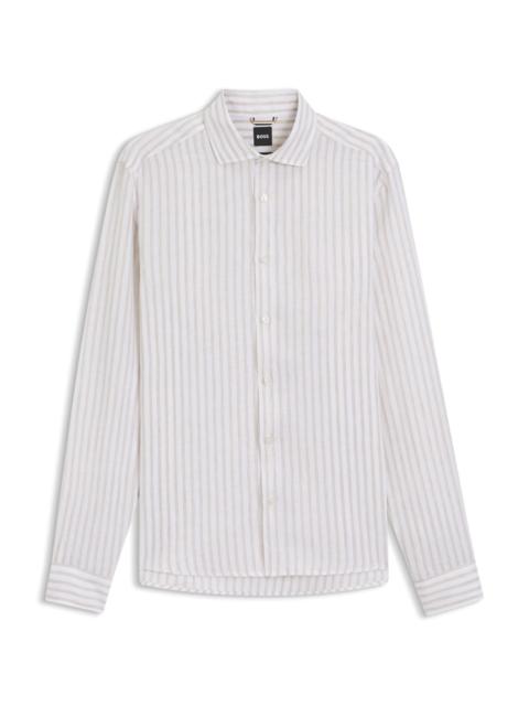 BOSS REGULAR-FIT SHIRT IN STRIPED LINEN