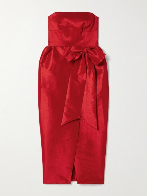 KIKA VARGAS Ava Strapless Bow-detailed Taffeta Midi Dress