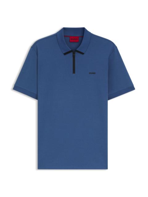 HUGO COTTON-PIQUÉ POLO SHIRT WITH CONTRAST LOGO