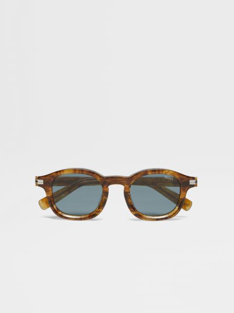 ZEGNA TRANSPARENT BROWN HAVANA AURORA I ACETATE SUNGLASSES