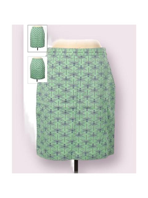Other Designers Brooks Brothers 346 Aqua Green Dragonfly Cotton Casual Womens 14 Pencil Skirt