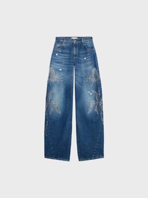 Blumarine BAGGY JEANS WITH STONE EMBROIDERY AND STUDS