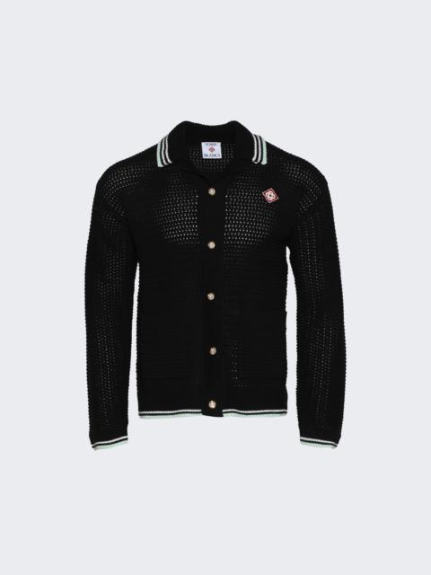 CASABLANCA Embroidered Faux Crochet Shirt Black