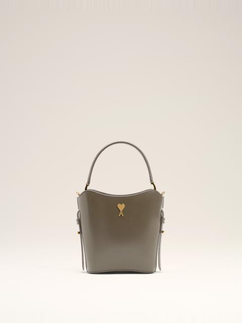AMI Paris GREY GLAZED LEATHER MINI PARIS PARIS BUCKET BAG