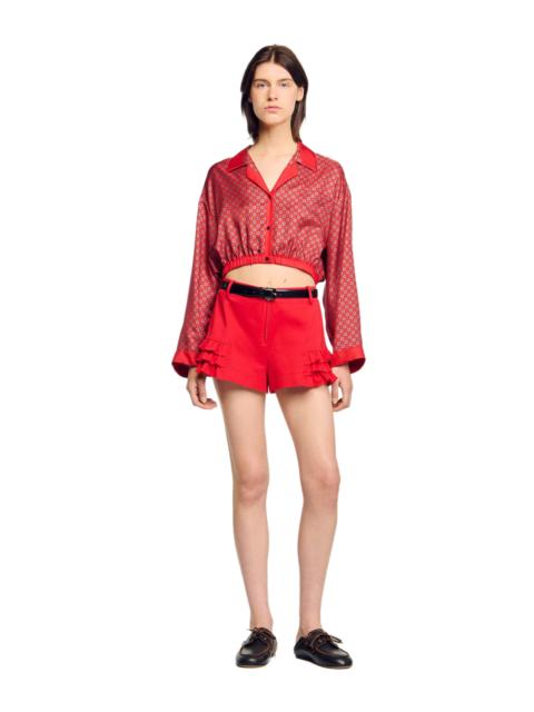 Sandro SANDRO Scarf print shirt in Red /Pink at Nordstrom
