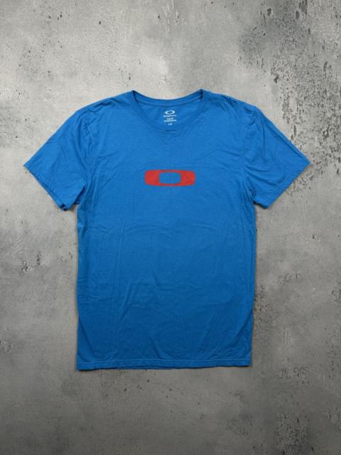 OAKLEY Vintage Oakley Blue Tee with Red Ellipse Big Logo 00s Y2K