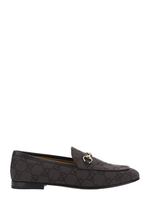 GUCCI Gucci Women 'Jordan' Brown Loafers With Horsebit On The Front In Gg Canvas For Women