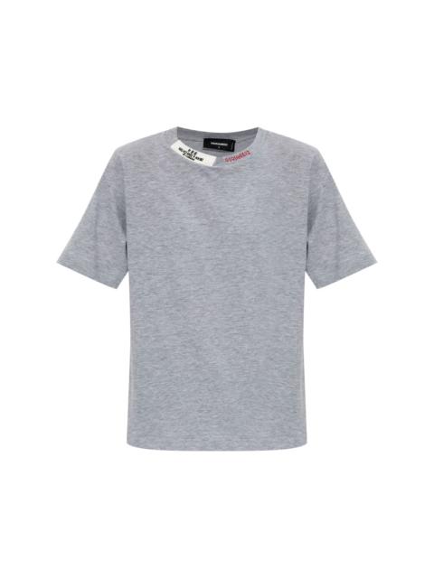 ribbed-detailing cotton t-shirt