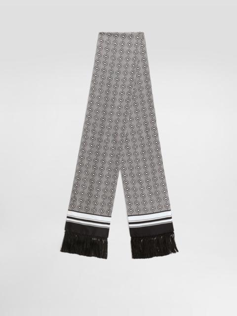 Dolce & Gabbana Silk twill scarf with micro-design and logo