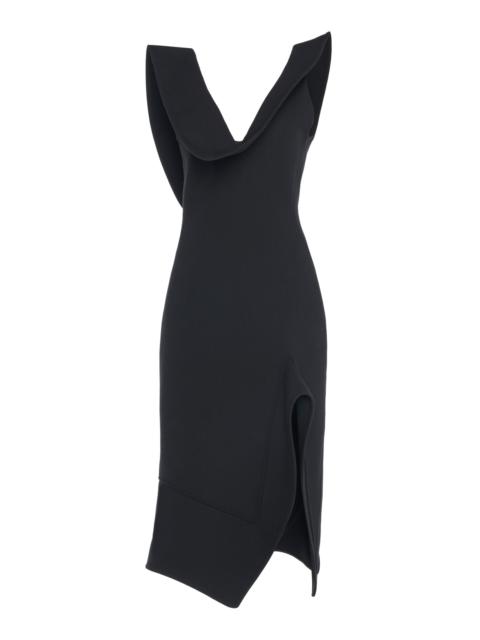 Bottega Veneta Draped Knit Midi Dress black