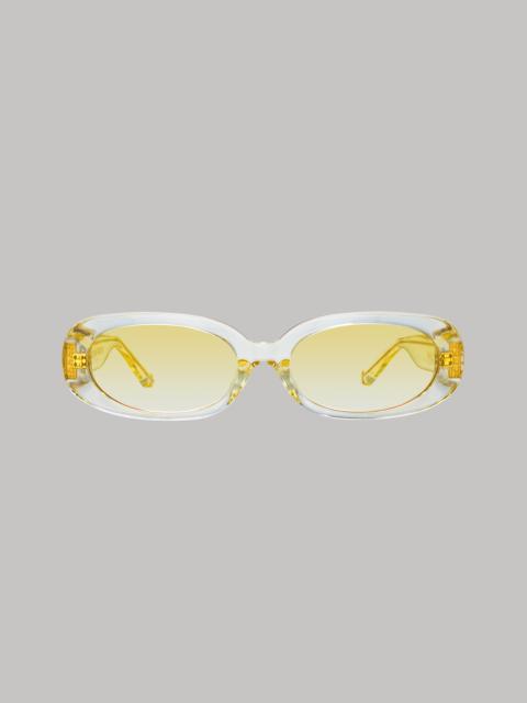 LINDA FARROW CARA OVAL SUNGLASSES IN YELLOW