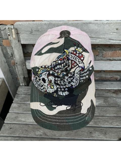 Other Designers Vintage - 2000s Ed hardy camouflage/pink trucker cap