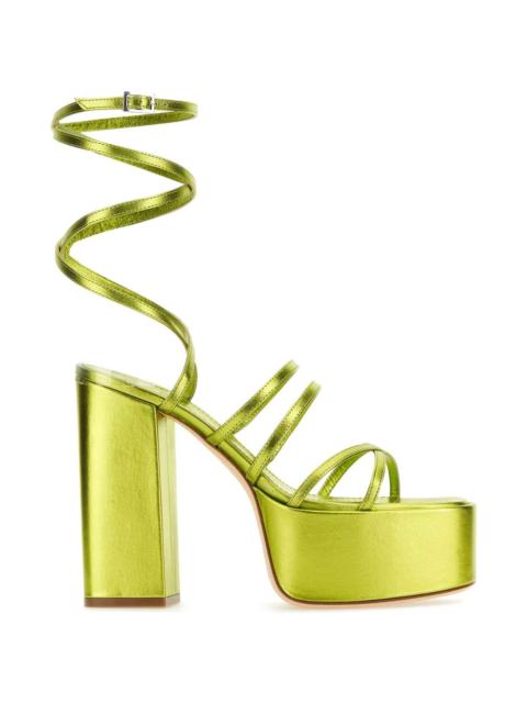 PARIS TEXAS Acid Green Leather Evita Sandals