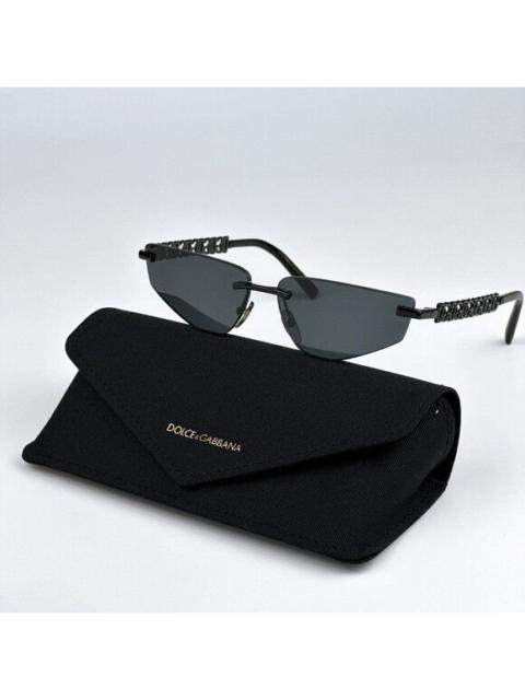Dolce & Gabbana SALE! NEW D&G DG2301 01/87 Essentials Black Rimless Rectangle Women Sunglasses