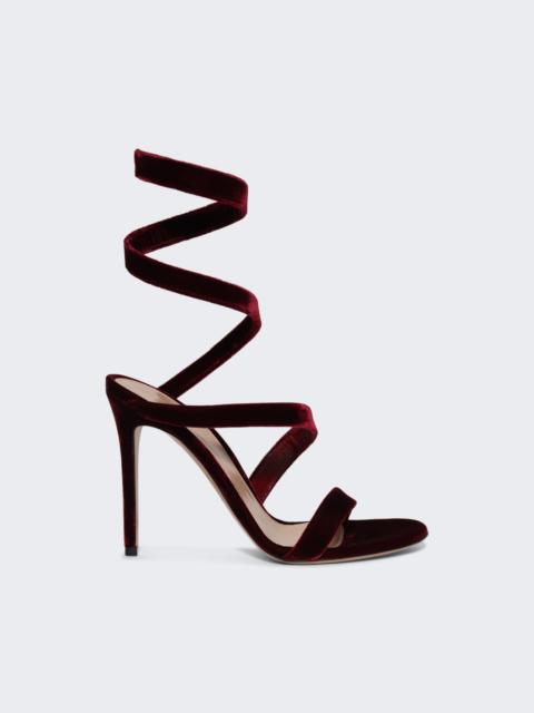 Gianvito Rossi Opera Velvet Sandals Syrah Red