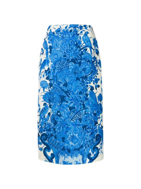 Valentino Valentino Garavani Floral-Print Mid-Length Skirt