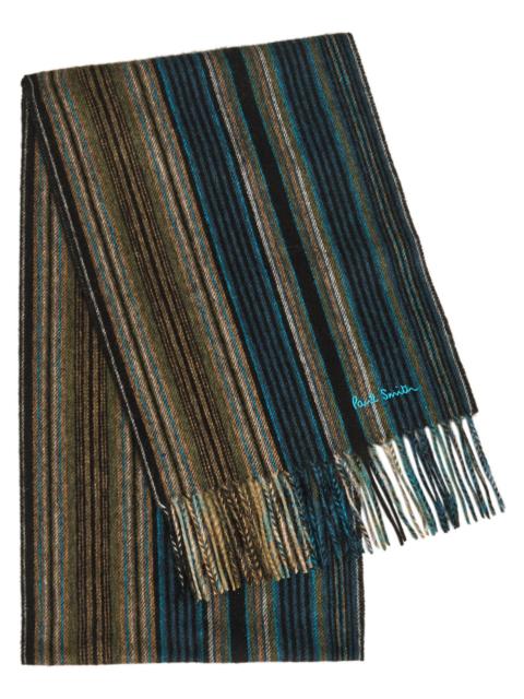 Paul Smith Paul Smith Trent Striped Logo-embroidered Wool Scarf