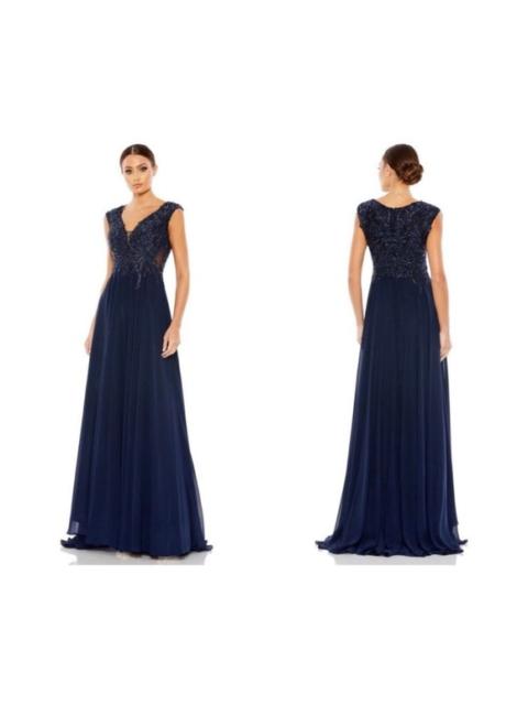 Other Designers NWT Mac Duggal 20264 Appliqued
Cap Sleeve Bodice Flowy Gown
Navy‎ Sz 10 $598