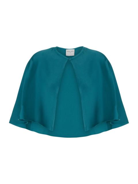 forte_forte Forte_Forte Women Blue Cape With Elegant Silk Details For Women