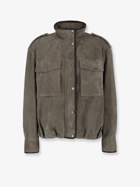 Brunello Cucinelli Brunello Cucinelli Women Suede Jacket With Leather Profiles