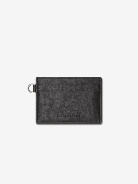 CORNELIANI Black textured leather card holder