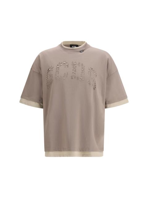 GCDS Gcds Over T-shirt In Cotton Jersey With Short Sleeves With Perforated Logo