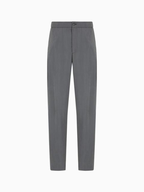GIORGIO ARMANI WASHED, SILK-BLEND, SINGLE-PLEAT TROUSERS