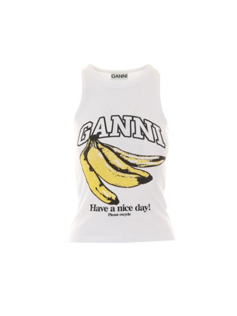 GANNI Ganni Women Logo Banana Graphic Ribbed Tank Top