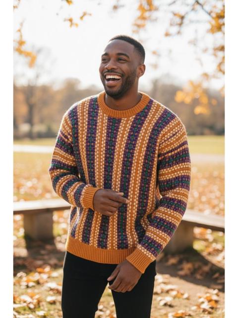 Other Designers Aran Isles Knitwear - 🔥Vintage RAVE’S Wool Knitwear Vertical Stripes Coogi Style