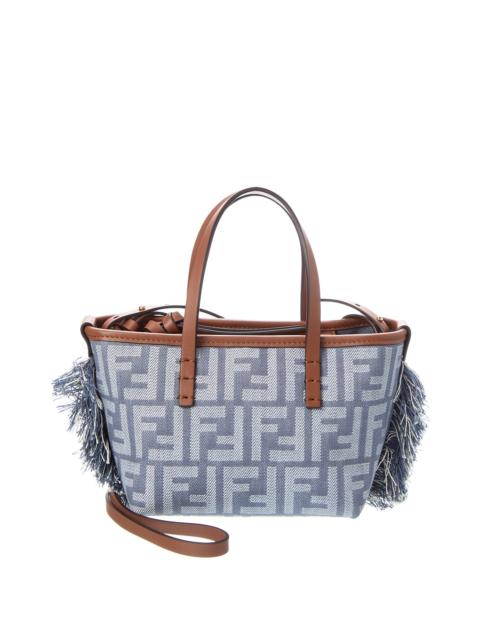 FENDI FENDI Roll Mini FF Denim & Leather Tote