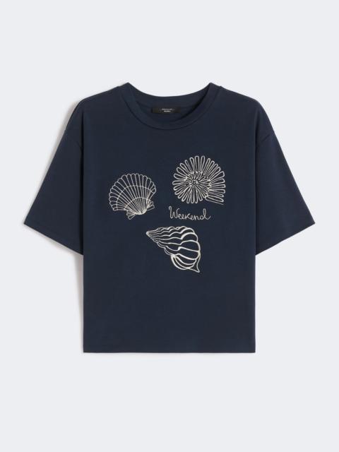 WEEKEND Max Mara Printed cotton jersey T-shirt - NAVY