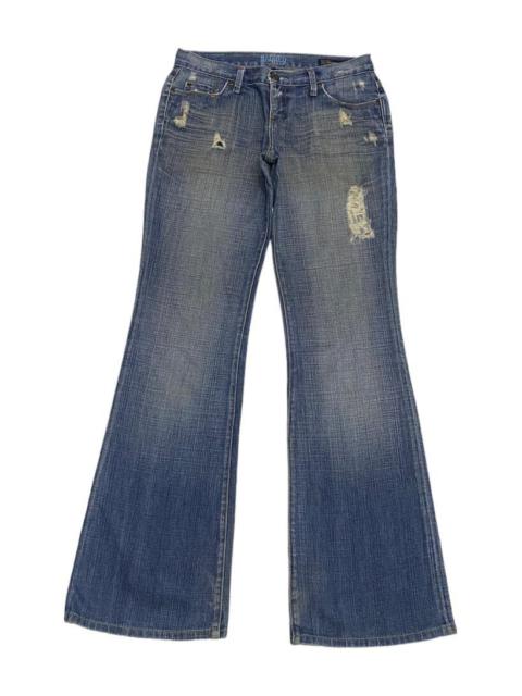 Other Designers If Six Was Nine - FLARED JEANS LOW RISE SACRED BLUE DISTRESSED DENIM JEANS